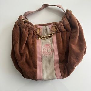 Rare Juicy Couture Authentic Vintage Brown Pink Shoulder Bag Purse HTF Y2k